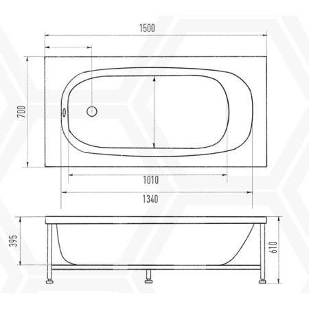 Acrylic bath EuroLux lait x15070, 150x70x40 cm, without a frame-4