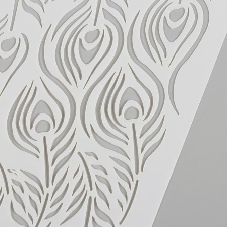 Plastic stencil "Peacock feathers" 10x20 cm-2