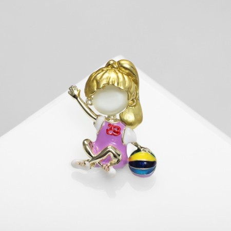 Brooch "Girl" athlete, colored in gold-1