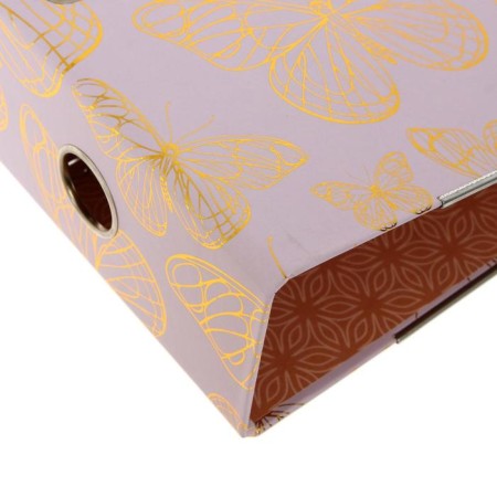 A4, 75 mm PAPKA-Registrum, Devente Gold Rose Butterfly, collapsible, metal edging, matte lamination, foil embroidery-2