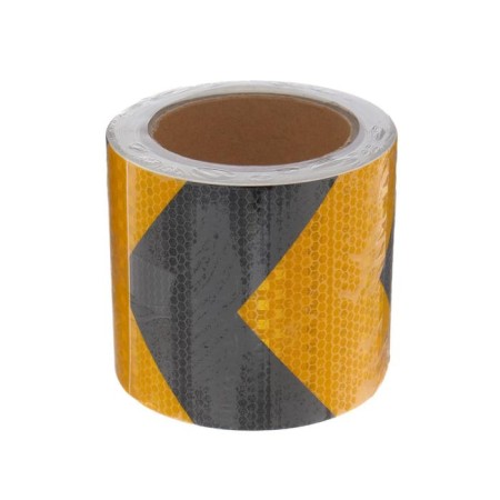 Reflective tape, self-adhesive, black and yellow, 10 cm x 10 m