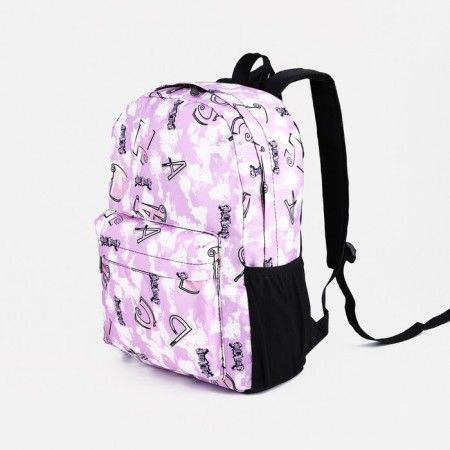 School backpack from textiles on lightning, 3 pockets, purple color-2