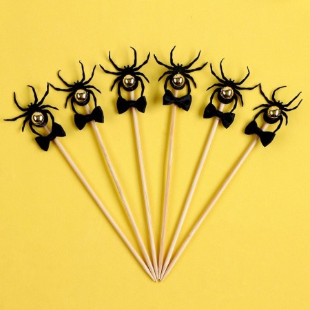 Spiders skewers, with a bow, in a set of 6 pieces-1