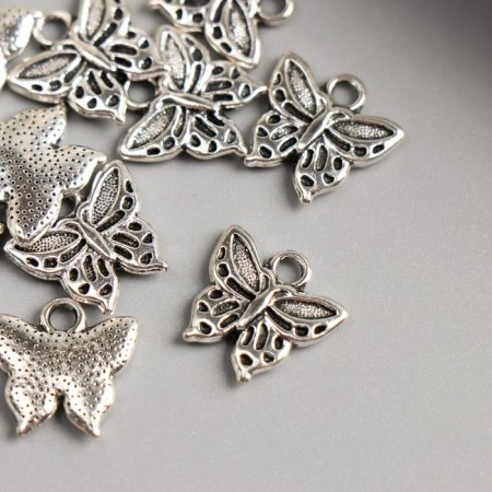 Decor Metal for creativity "Butterfly with points" silver (29964) 2x1.7 cm