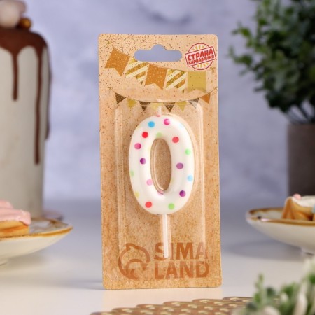 Candle in a cake for birthday "Color confetti", number "0", 5.5 cm-1