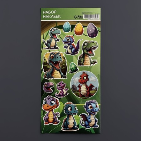 A set of paper stickers 10 x 22 cm, "dinosaurics"-1
