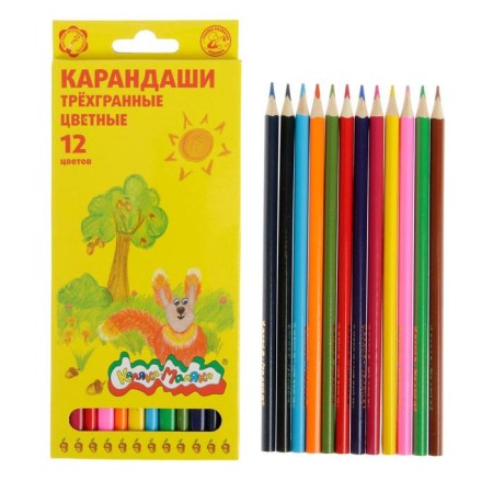 Pencils of 12 colors "Kalyak-Malyak", three-sided