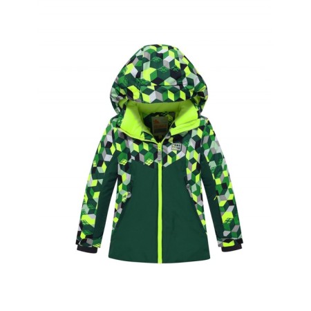 Ski costume for a boy, height 122 cm, green color-1