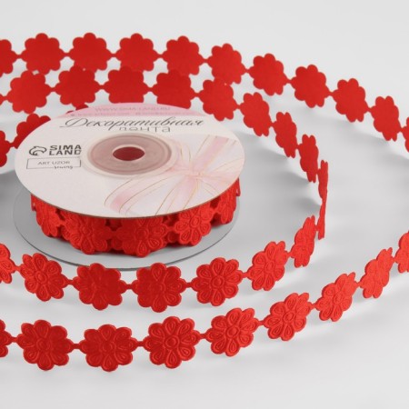 Figure tape "Flower", 18 mm, 9 ± 0.5 m, red color