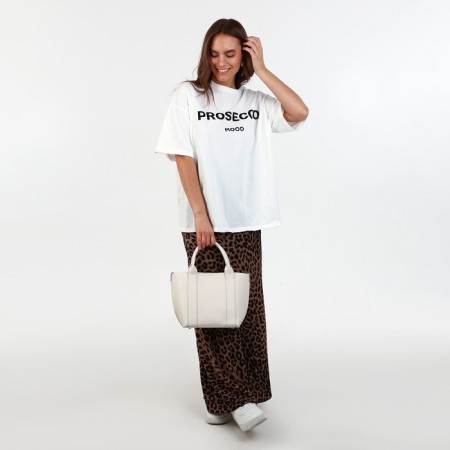 Bag Female Tout with zipper, white color-1