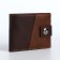 Male purse for magnet, department for cards, coins, brown color