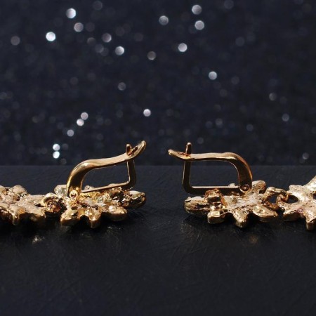 Hanging earrings with rhinestones "evening" tail, rainbow color in gold, 8 cm-1