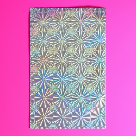 Gift holographic package with sticky tape, "kaleidoscope", 10x14+2 cm-4