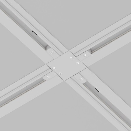 Connector X-shaped for the built-in track system Technical Track-11W, 13x13x2 cm, white color-3