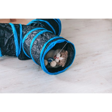 Cat tunnel rustling "tee", 80 cm, pipe diameter 25 cm, mix of flowers-9