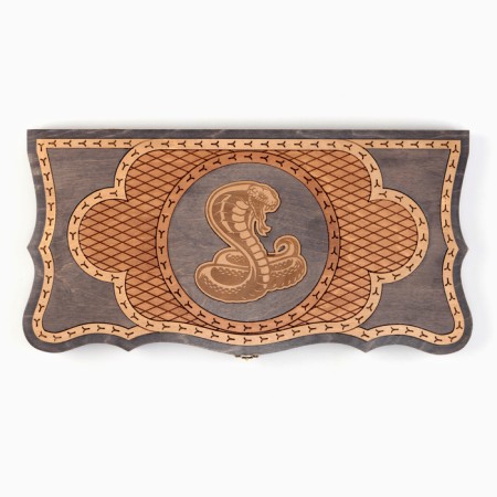 Wooden backgamber carved large "cobra", 45 x 45 cm-7