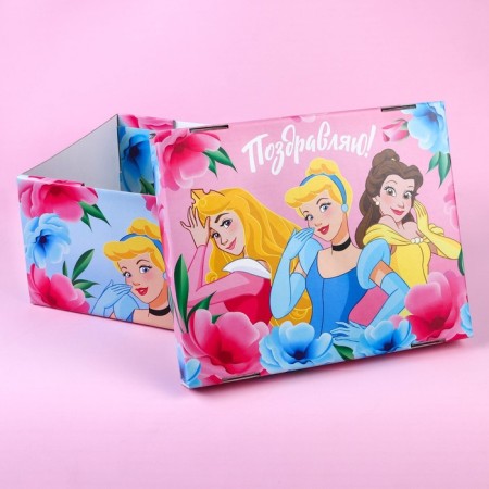 Gift box with a lid, folding "Congratulations" 31x25.5x16 cm, princesses-6