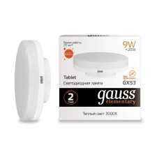 LED LED ELEMENTARY 9W tablet 3000K TEP. Bel. GX53 660lm Gauss 83819