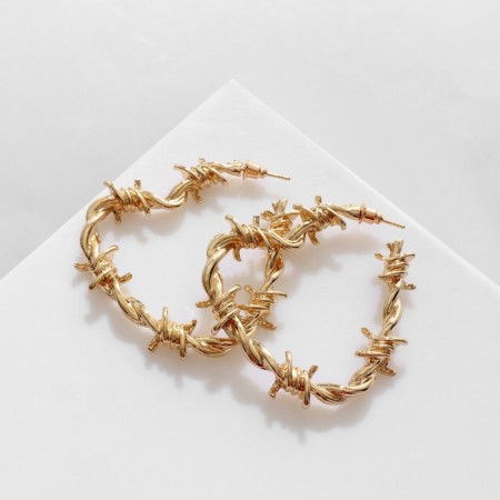 Earrings Metal "Wire" prickly, color gold-1