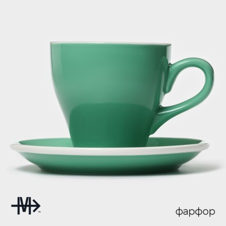 Coffee steam porcelain Magistro Coffee Time, 2 objects: a cup 280 ml, a saucer d = 15.5 cm, the color is turquoise-1