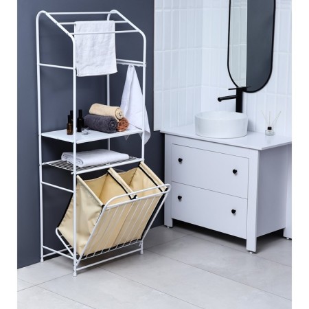 Roster with a double underwear basket and crossbars, 2 tier, white color, 60x35x160 cm-7