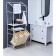 Roster with a double underwear basket and crossbars, 2 tier, white color, 60x35x160 cm