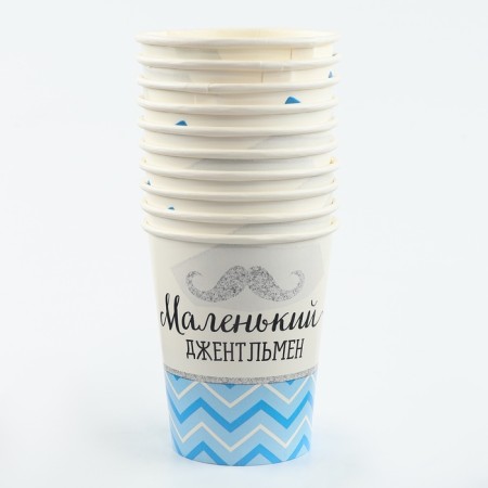 A set of paper utensils "Gentleman": 10 glasses, 10 plates-5