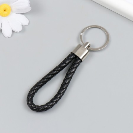 Keychain metal to the leatherette "strap" black 10x4 cm-1