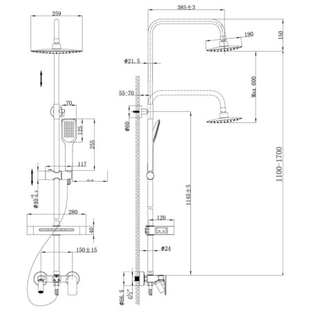 The Lemark Tropic LM7002C shower system, tropical shower, shower, brass, chrome-1