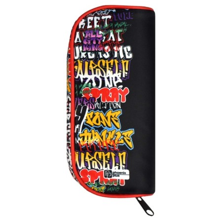 Penal soft, 1 department, 90 x 205 x 55 mm, voluminous, phoenix "tags" black/red 65704-4
