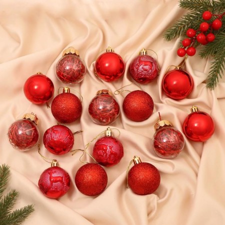 Set of balls plastic D-5 cm, 16 pcs "Festival" Red