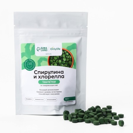 Spirulin and Chlorella, for immunity and weight loss, in tablets, 50 g.-1