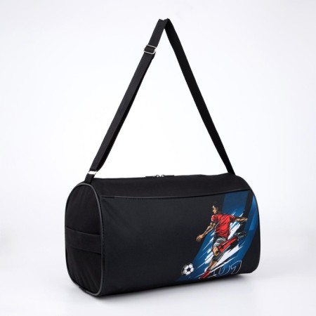 Children's sports bag for the boy "Football" with lightning, external pocket, black-1