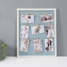 Фоторамка пластик на 8 фото 9х13 см "Нежность" с прищепками, белая 50х40х1,2 см