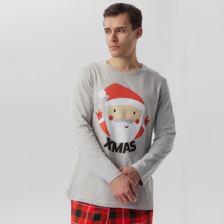 Pajama New Year's male KAFTAN "Santa", red/gray color, size 54-8