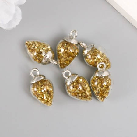 Suspension decorative for creativity glass "drop" with sparkles 1.9x1.4 cm set 6 pcs-2