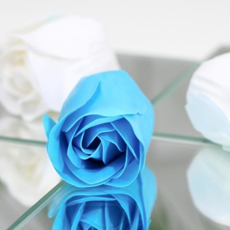 Soap roses, blue and white, set of 9 pcs.-2