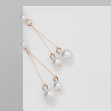 Hanging “pearls” cherries, d = 6, d = 8, d = 10, white color in gold