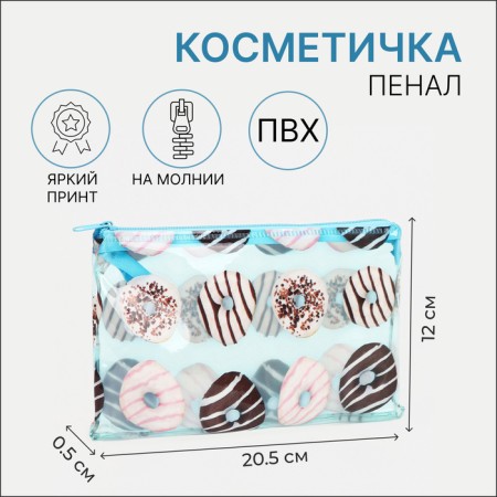 Cosmetic bag-penete on zipper, PVC, blue color