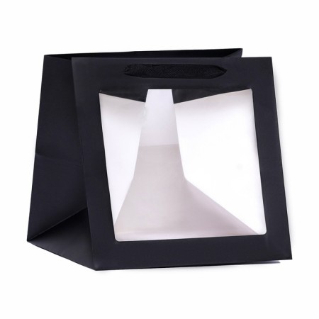 Gift package, craft, with a window, "black", 30 x 30 x 30 cm-1