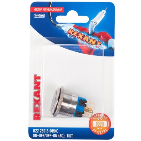 Anti-Vandal button Ø22 250V b/fix (6C) (ON) -OFF/(OFF) -on subvar/red rexant