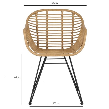 Vetle Bent chair, 560 × 570 × 810 mm, artificial rattan, beige color / black-18
