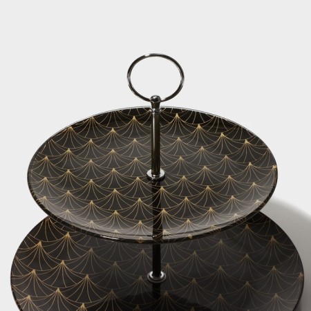 Fruitor Glass Buel -tier round shade "Golden Feat", D = 25/20 cm, black color-2