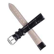 Bugert watch strap 12 mm, genuine leather, l = 20 cm, black, the texture of the crocodile