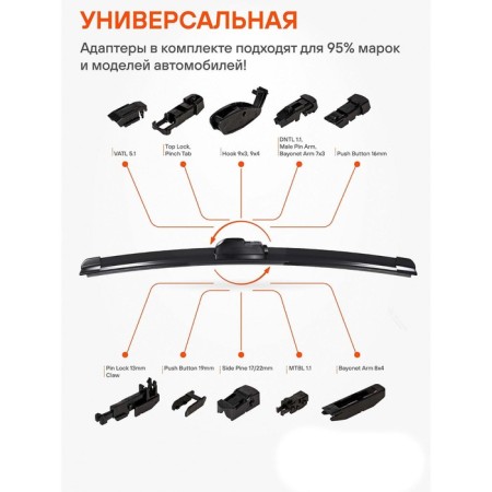 AIRLINE AWB-BK-360, 14 "/ 360 mm, frameless, 10 adapters.-4