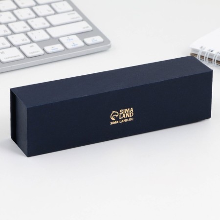 Pen in the gift case “Golden Teacher”, metal, blue paste, writing node 1.0 mm-2