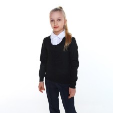 Джемпер-обманка для девочки, цвет чёрный, рост 140-146см