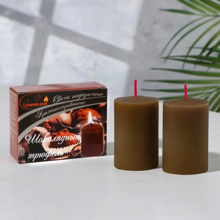 A set of candles-stolbiks 2 pcs, 4x6 cm, chocolate truffle-4