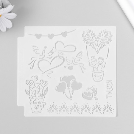 Stencil plastic "Love and flight" 13x13 cm-3