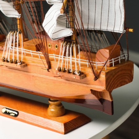 Survenger ship large "Krambole", side light wood, white sails, mix 57 × 9 × 49cm-12